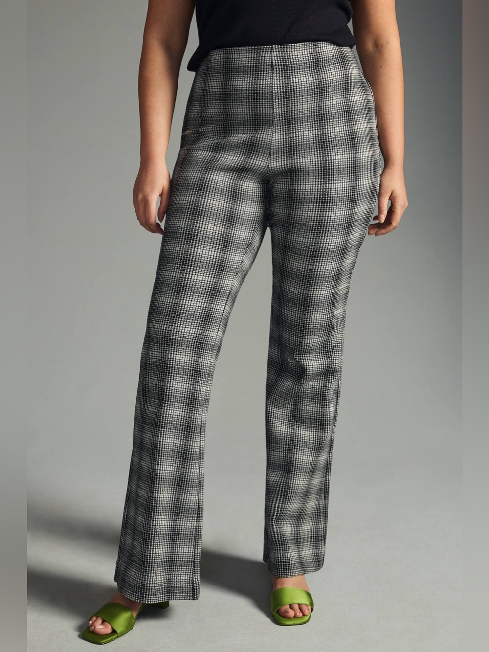 Maeve Plaid Bootcut Pants – Black & White - Picture 7 of 12